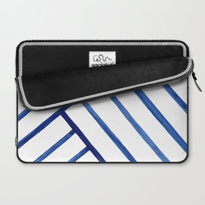 Watercolor lines pattern | Navy blue Laptop Sleeve Gallery Image 2