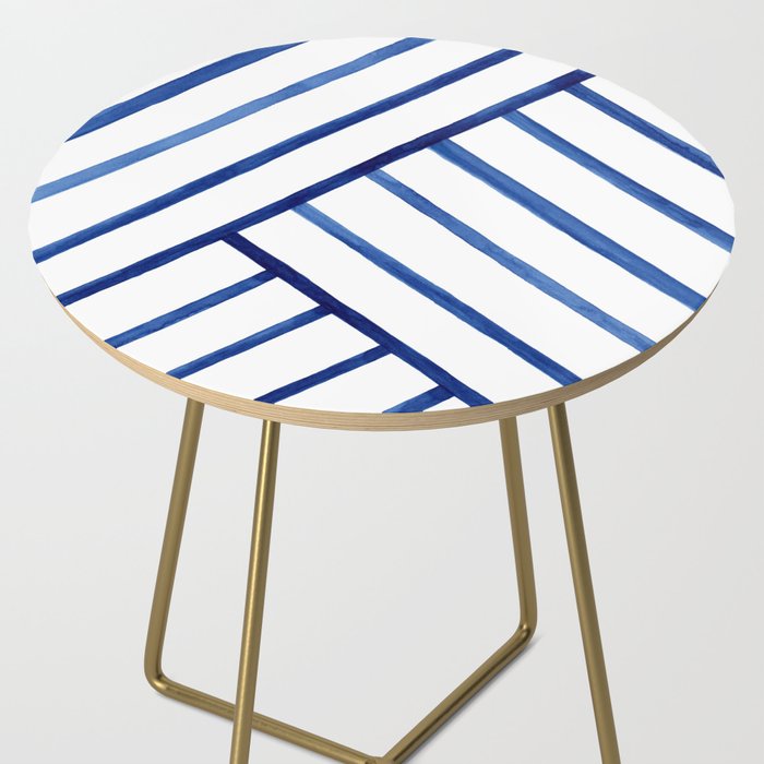 Watercolor lines pattern | Navy blue Side Table Gallery Image 2