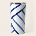 Watercolor lines pattern | Navy blue Travel Mug Gallery Image 1
