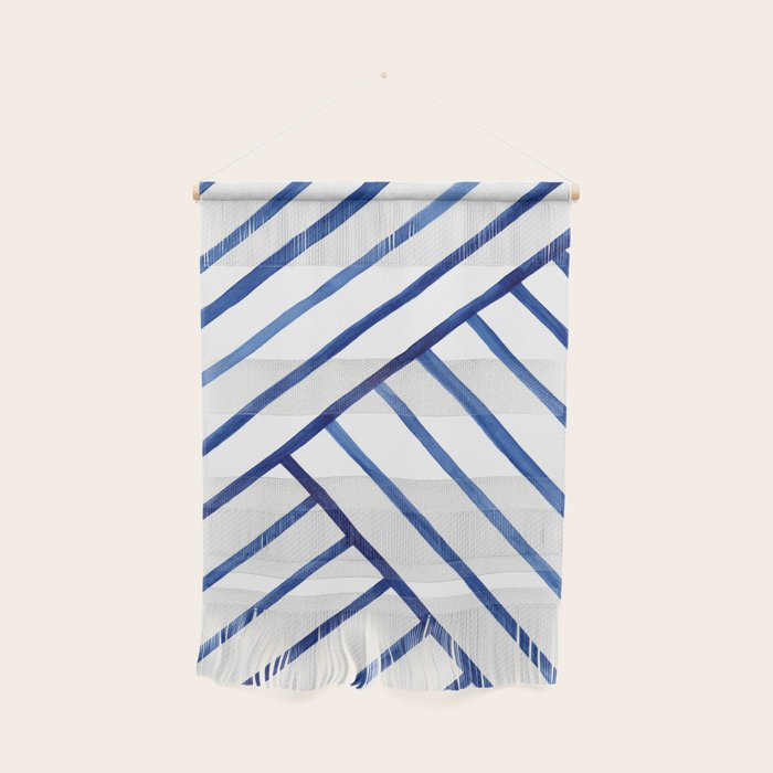 Watercolor lines pattern | Navy blue Wall Hanging Gallery Image 1