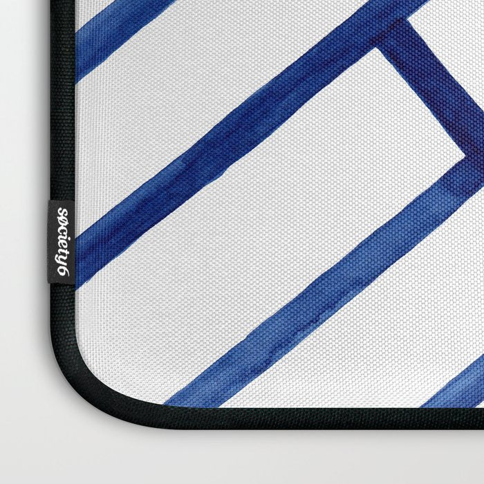 Watercolor lines pattern | Navy blue Laptop Sleeve Gallery Image 3