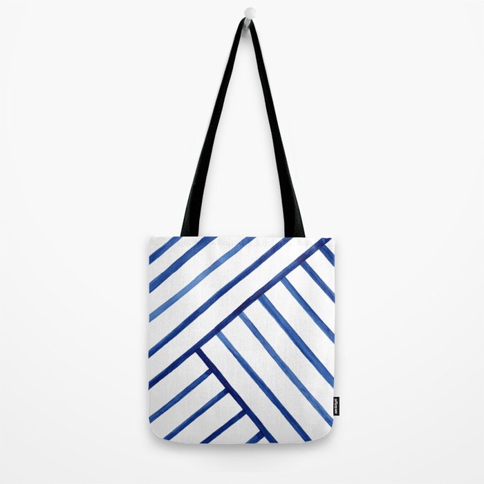 Watercolor lines pattern | Navy blue Tote Bag Gallery Image 2