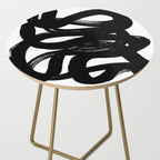 Swirl Black & White Minimalist Abstract Mid century Ink Art Dark Brush Strokes Side Table Gallery Image 2