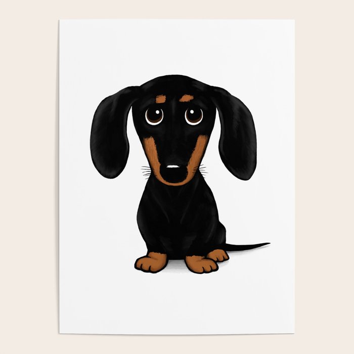 Black and Tan Dachshund | Cute Cartoon Wiener Dog Poster Gallery Image 4