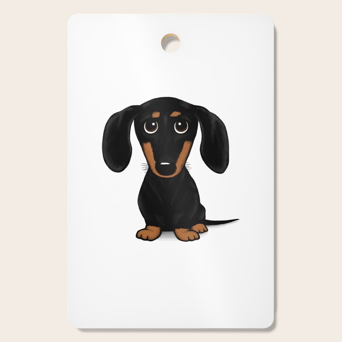 Black and Tan Dachshund | Cute Cartoon Wiener Dog Cutting Board Gallery Image 1