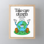 Funny earth planet cartoon mascot character  Mini Art Print Gallery Image 1