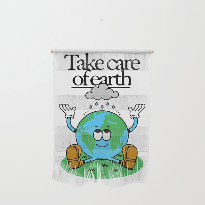 Funny earth planet cartoon mascot character  Wall Hanging Gallery Image 1