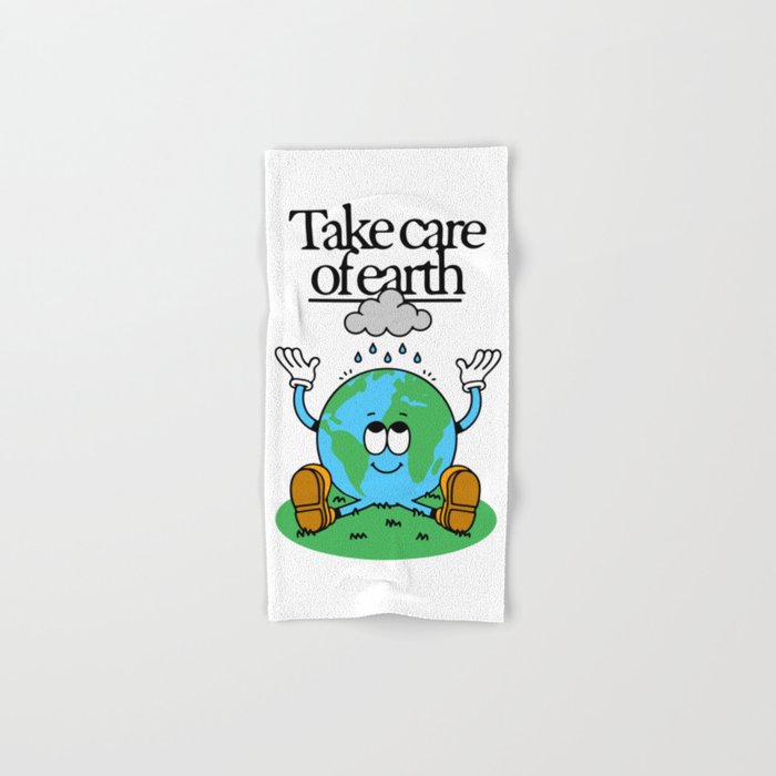 Funny earth planet cartoon mascot character  Bath Towel Gallery Image 1