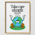 Funny earth planet cartoon mascot character  Serving Tray Gallery Image 1