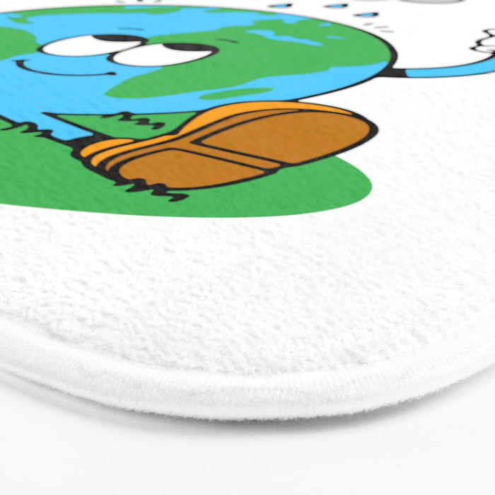 Funny earth planet cartoon mascot character  Bath Mat Gallery Image 3
