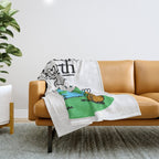 Funny earth planet cartoon mascot character  Throw Blanket Gallery Image 1