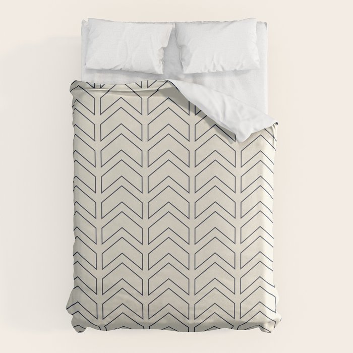 Navy Blue and White Chevron Geometric Pattern Duvet Cover Gallery Image 6