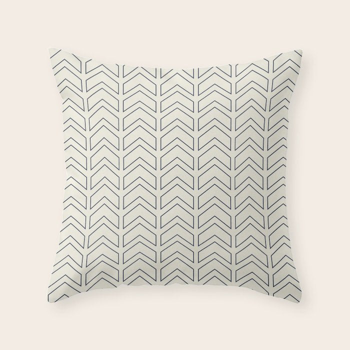 Navy Blue and White Chevron Geometric Pattern Throw Pillow Gallery Image 2