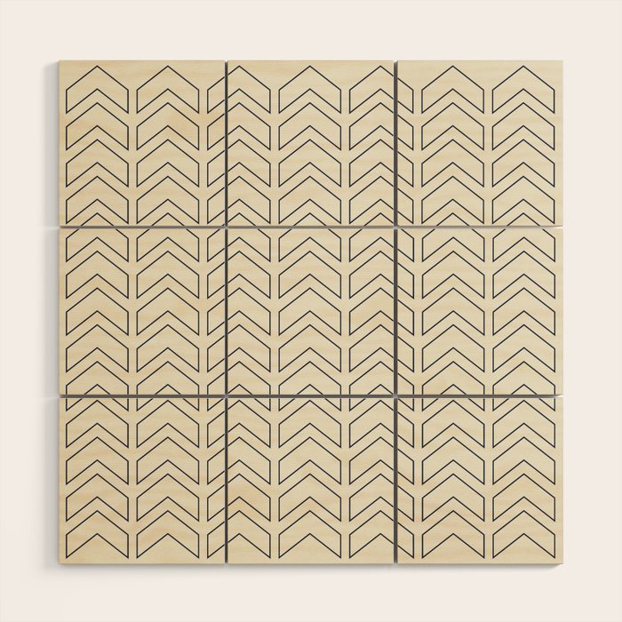 Navy Blue and White Chevron Geometric Pattern Wood Wall Art Gallery Image 1