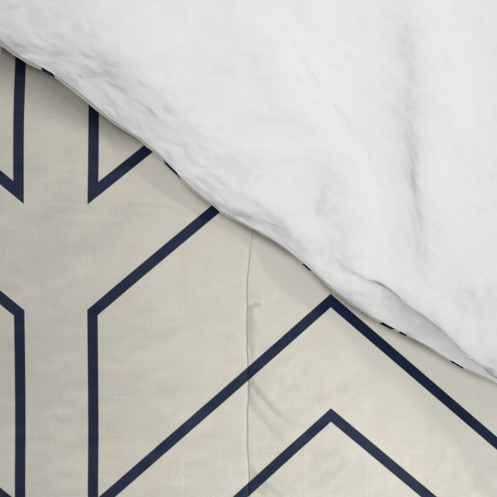 Navy Blue and White Chevron Geometric Pattern Comforter Gallery Image 4