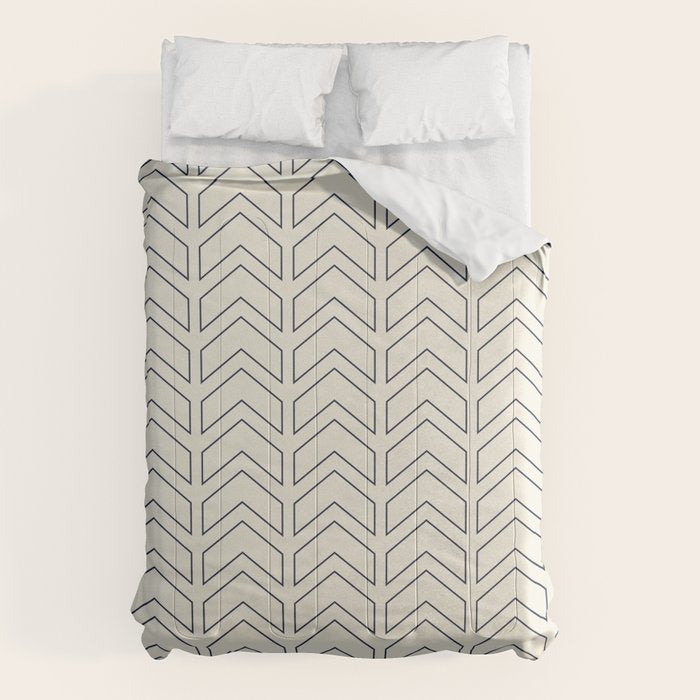 Navy Blue and White Chevron Geometric Pattern Comforter Gallery Image 6