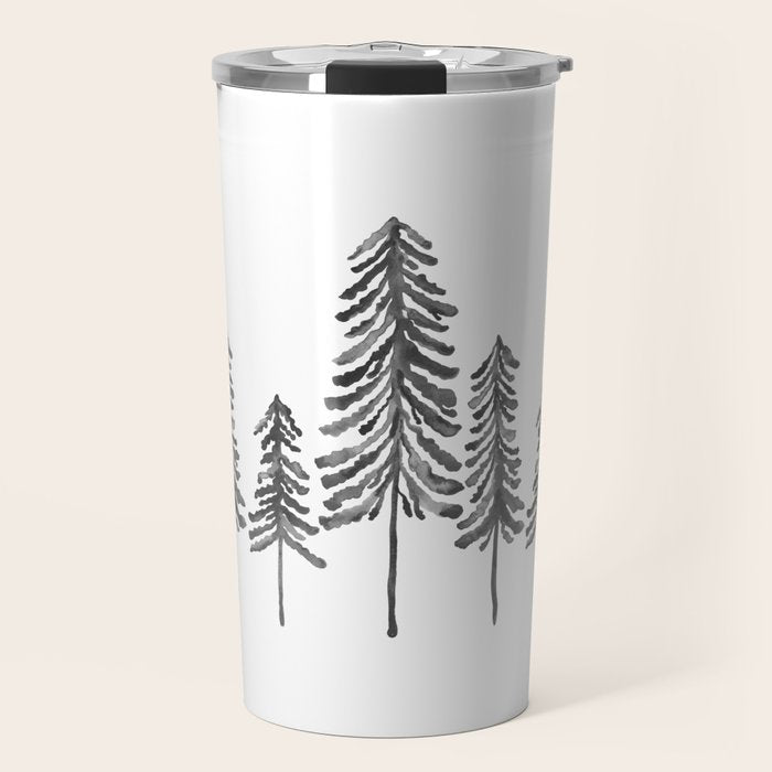Pine Trees - Black Ink Travel Mug Gallery Image 1