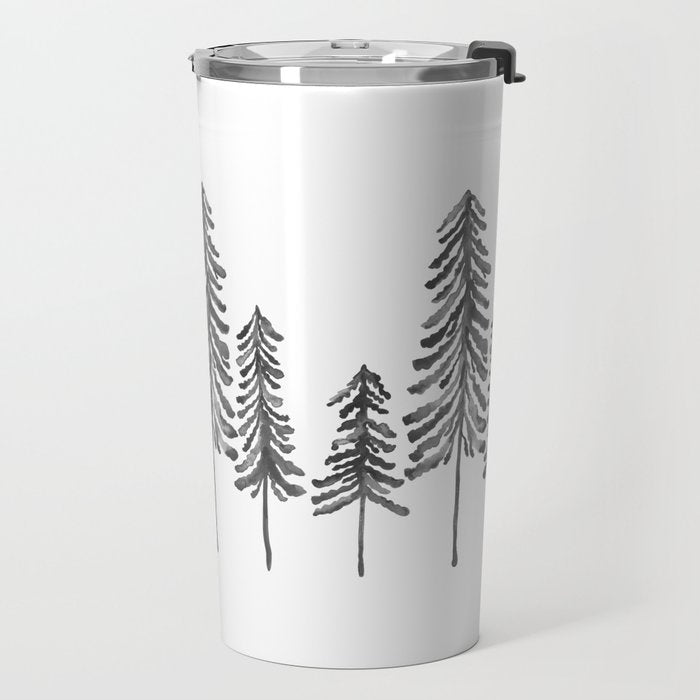 Pine Trees - Black Ink Travel Mug Gallery Image 2
