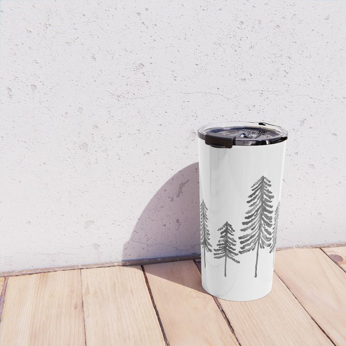 Pine Trees - Black Ink Travel Mug Gallery Image 4