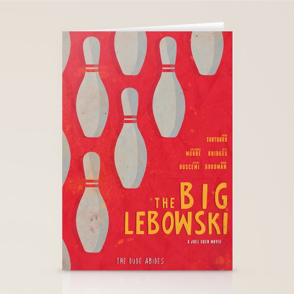 The Big Lebowski - Movie Poster, Coen brothers film, Jeff Bridges, John Turturro, bowling Stationery Card Gallery Image 2