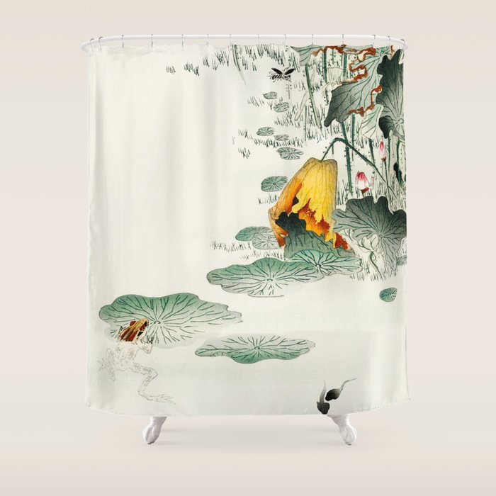 Frog in the swamp  - Vintage Japanese Woodblock Print Art Shower Curtain Gallery Image 1