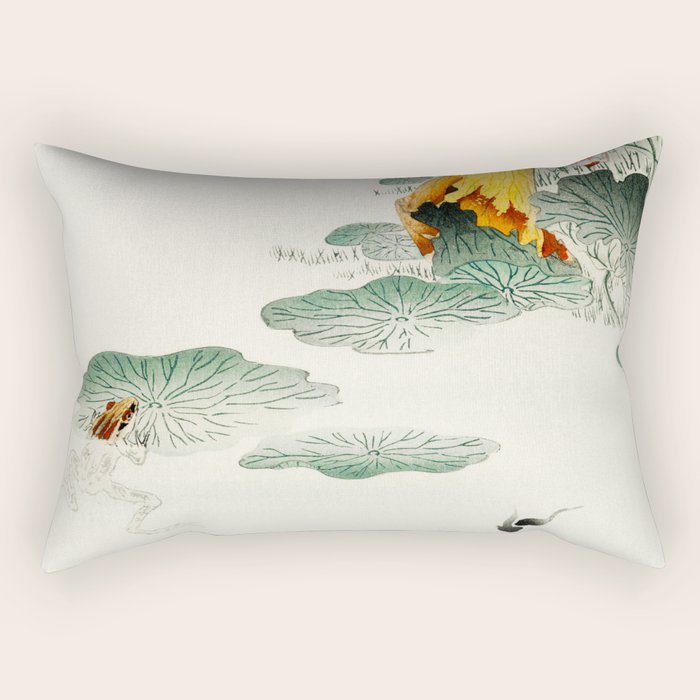 Frog in the swamp  - Vintage Japanese Woodblock Print Art Rectangular Pillow Gallery Image 1