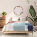 Exhale: a pretty, minimal, acrylic piece in pinks, blues, and gold Comforter Gallery Image 3