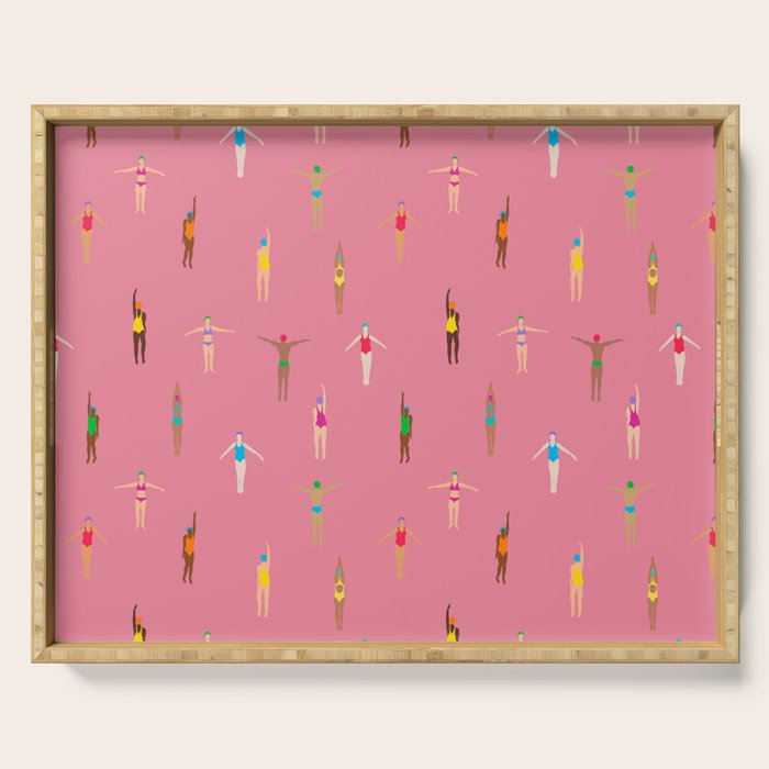 Swimmers in a Sea of Pink Serving Tray Gallery Image 1