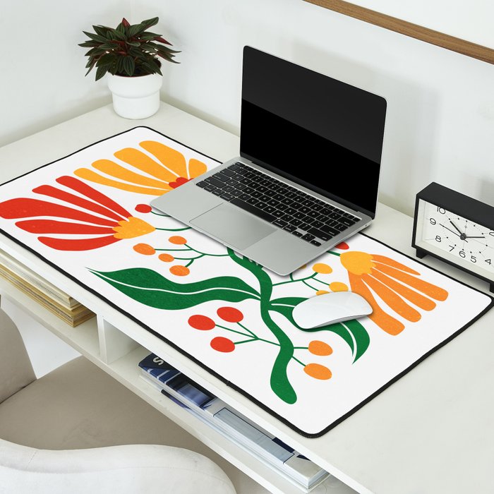 Cinnabar & Supernova: Les Fleurs | Flower Market 03 Desk Mat Gallery Image 2