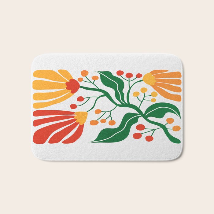Cinnabar & Supernova: Les Fleurs | Flower Market 03 Bath Mat Gallery Image 1