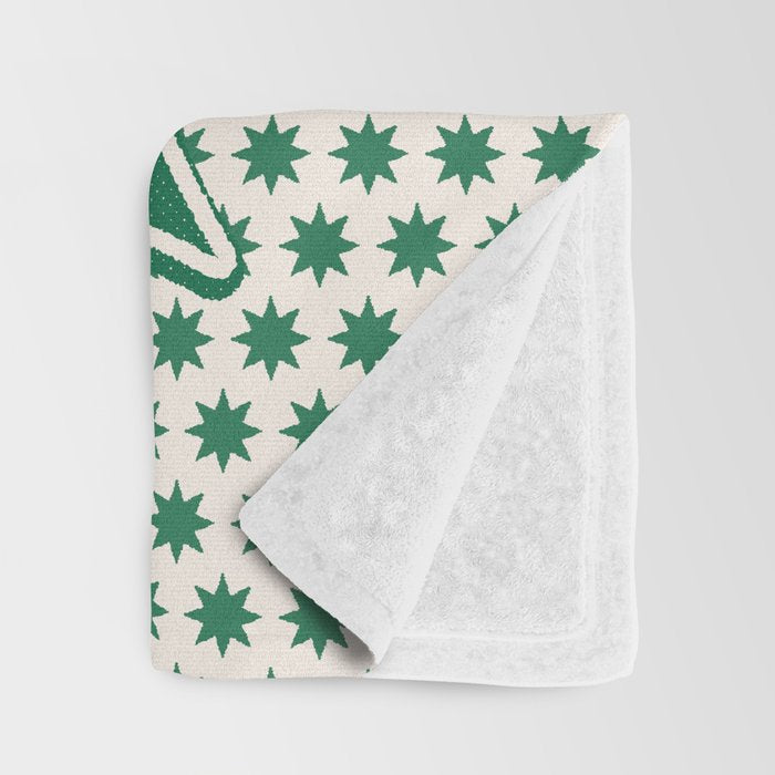 Lucky You Dice in Green and Linen White Throw Blanket Gallery Image 3