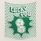 Lucky You Dice in Green and Linen White Wall Tapestry Gallery Image 4