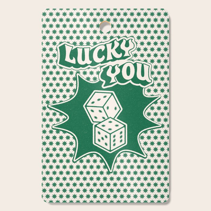 Lucky You Dice in Green and Linen White Cutting Board Gallery Image 1