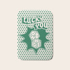 Lucky You Dice in Green and Linen White Bath Mat Gallery Image 1