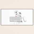 Minimal Line Art Girl with Sunflowers Desk Mat Gallery Image 1