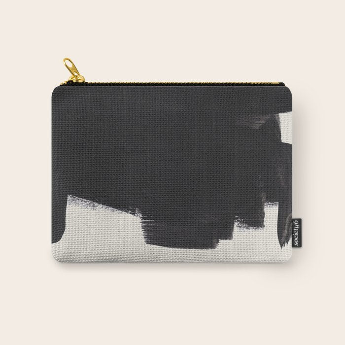 Mid Century Modern Minimalist Abstract Art Brush Strokes Black & White Ink Art Colorfield Carry All Pouch Gallery Image 1