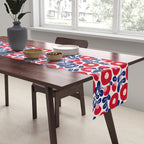 Bold Red and Blue Flower Pattern Table Runner Gallery Image 2