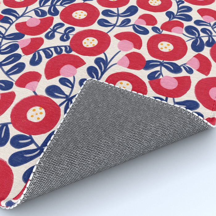 Bold Red and Blue Flower Pattern Rug Gallery Image 4