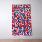 Bold Red and Blue Flower Pattern Window Curtain Gallery Image 3