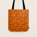 Mid Century Modern Piquet Abstract Multi Pattern in 70s Chocolate Brown and Orange Tote Bag Gallery Image 1