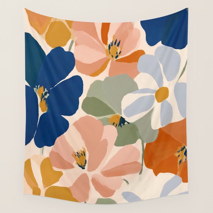 Soft Abstract Floral Garden I Wall Tapestry Gallery Image 1