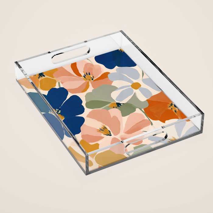Soft Abstract Floral Garden I Acrylic Tray Gallery Image 1