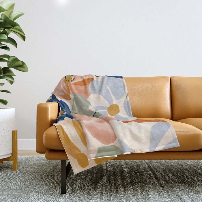 Soft Abstract Floral Garden I Throw Blanket Gallery Image 1
