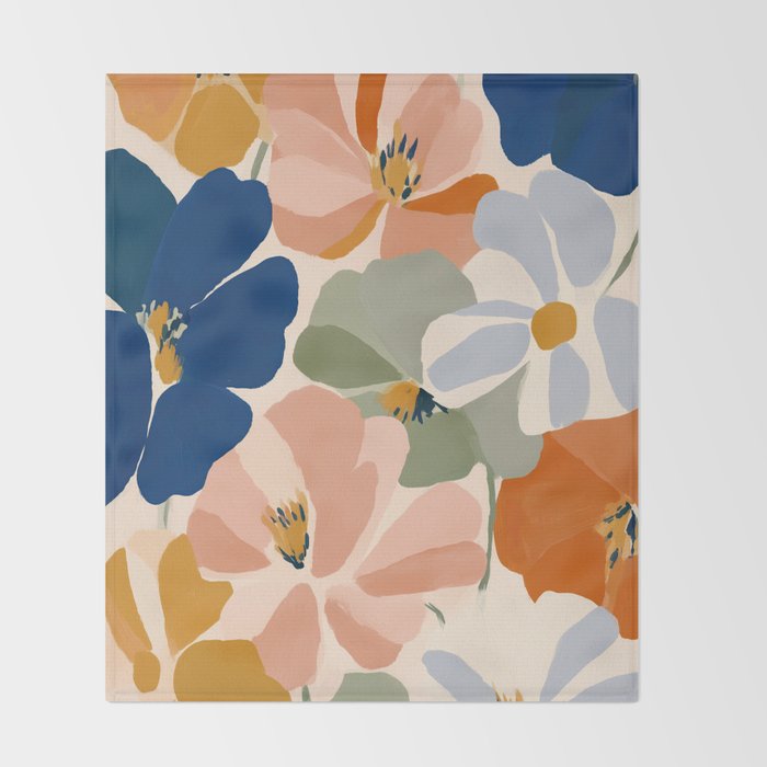 Soft Abstract Floral Garden I Throw Blanket Gallery Image 2