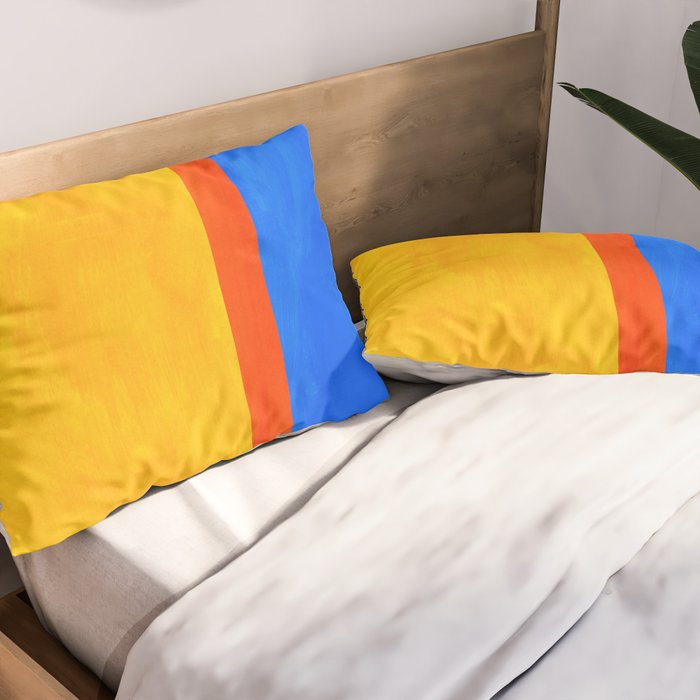 Neon Sunshine Blue Yellow Orange Colorfield Pillow Sham Gallery Image 2