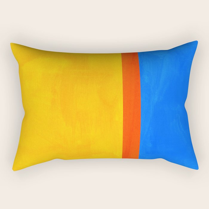 Neon Sunshine Blue Yellow Orange Colorfield Rectangular Pillow Gallery Image 1