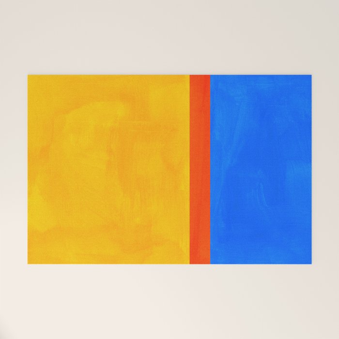 Neon Sunshine Blue Yellow Orange Colorfield Welcome Mat Gallery Image 1