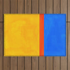 Neon Sunshine Blue Yellow Orange Colorfield Outdoor Rug Gallery Image 1