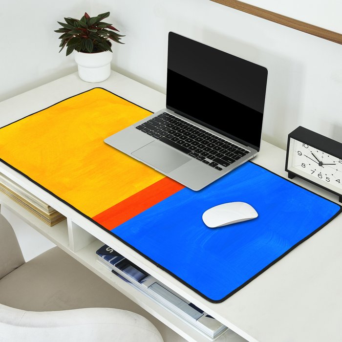 Neon Sunshine Blue Yellow Orange Colorfield Desk Mat Gallery Image 2