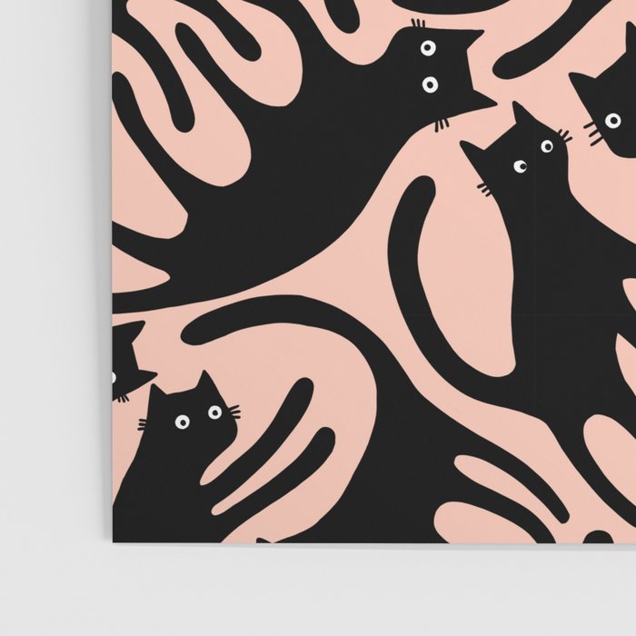 Curious Black Cats on Peachy Pink Poster Gallery Image 3